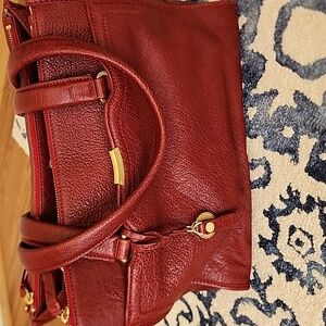 T Tahari Elegant Red Leather Handbag